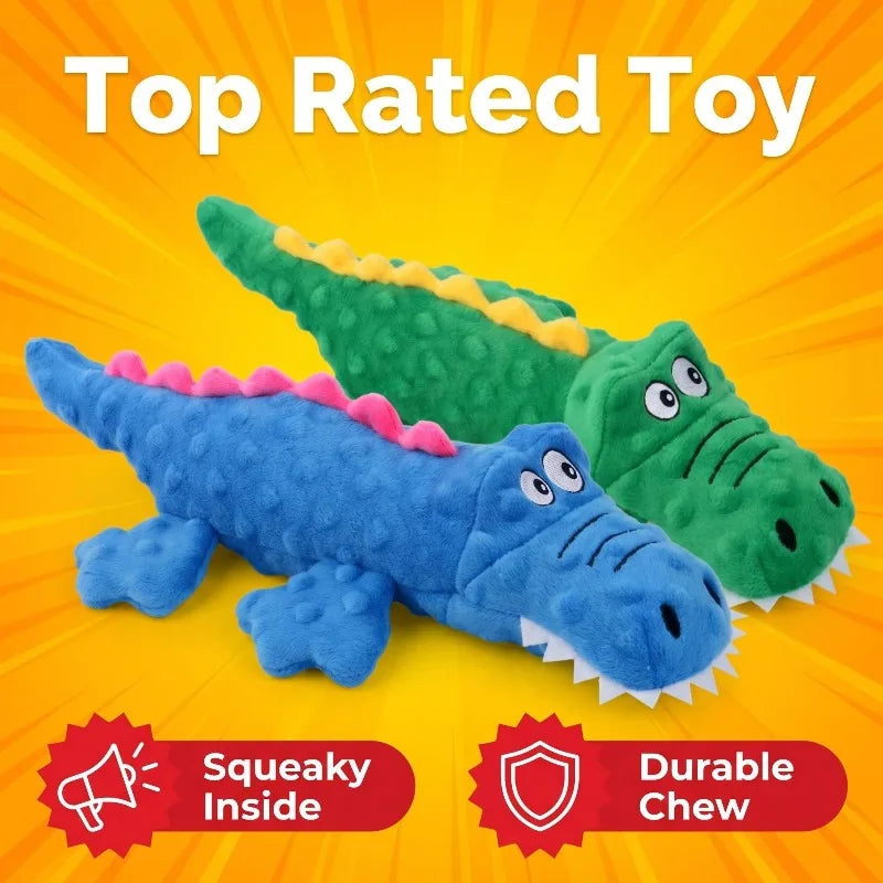 Soft Plush Squeaky Dog Chew Toy, Stuffed Crocodile