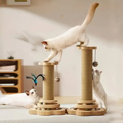 High-Quality Cat Scratch Board Rotating Platform - Wooden Fiber Chew Toy, Durable and Non Shedding
