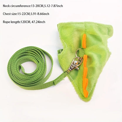 Ferret Lead Rope Vest Type Adjustable Pet Rope Cute Dinosaur Shape with Bell for Walking Ferrets