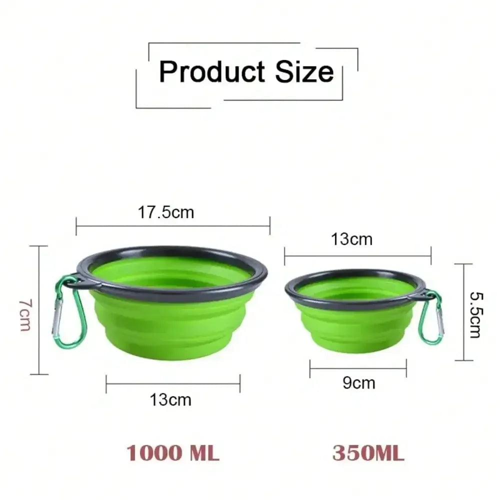 Folding Portable Silicone Dog Feeder Bowl 2 In 1 Pet Dispenser Outdoor Travel