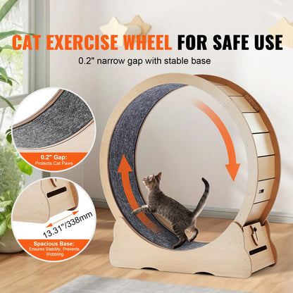 SucceBuy Wooden Cat Exercise Wheel Large Treadmill