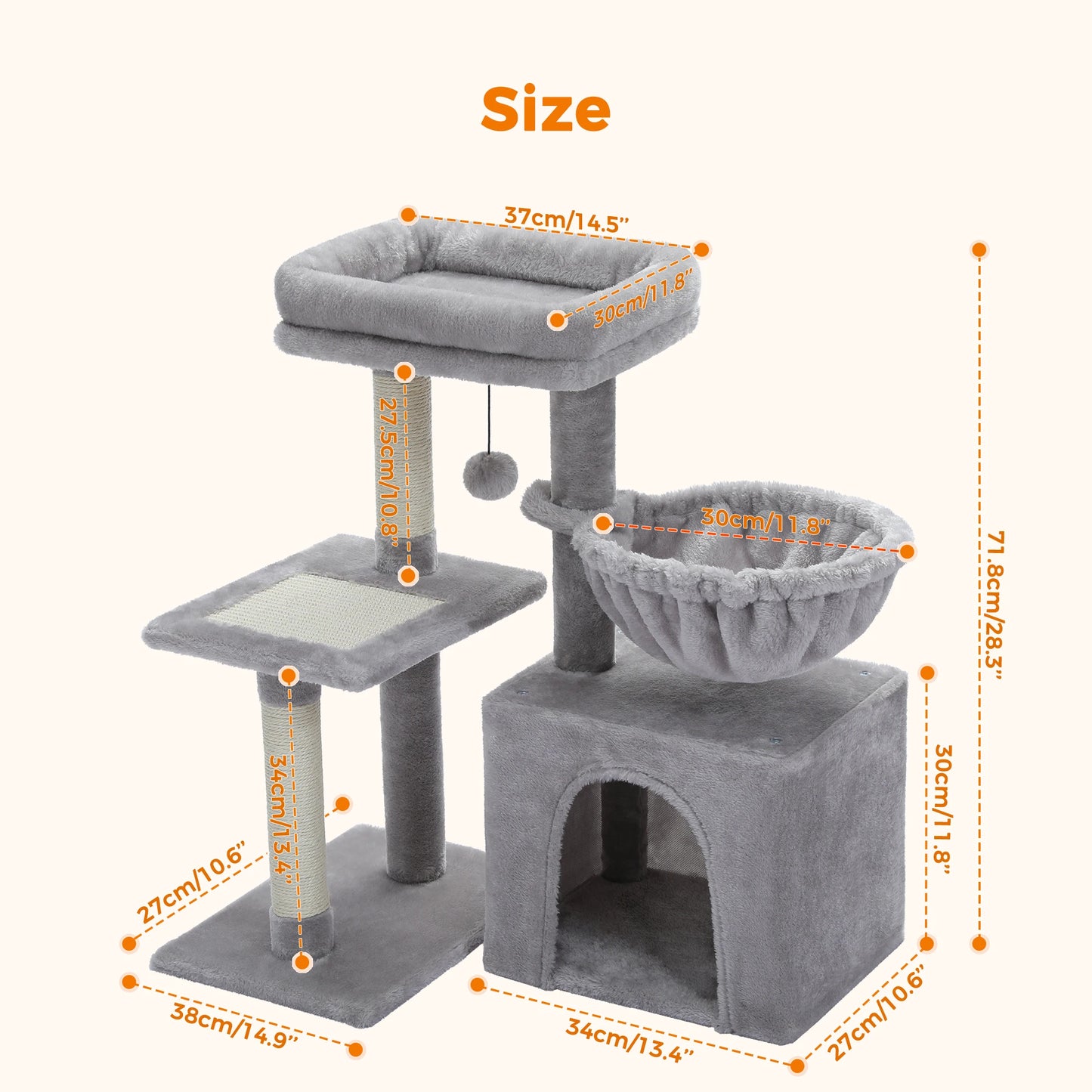 Cat Activity Tower Tree With Scratching Post for Indoor Cats