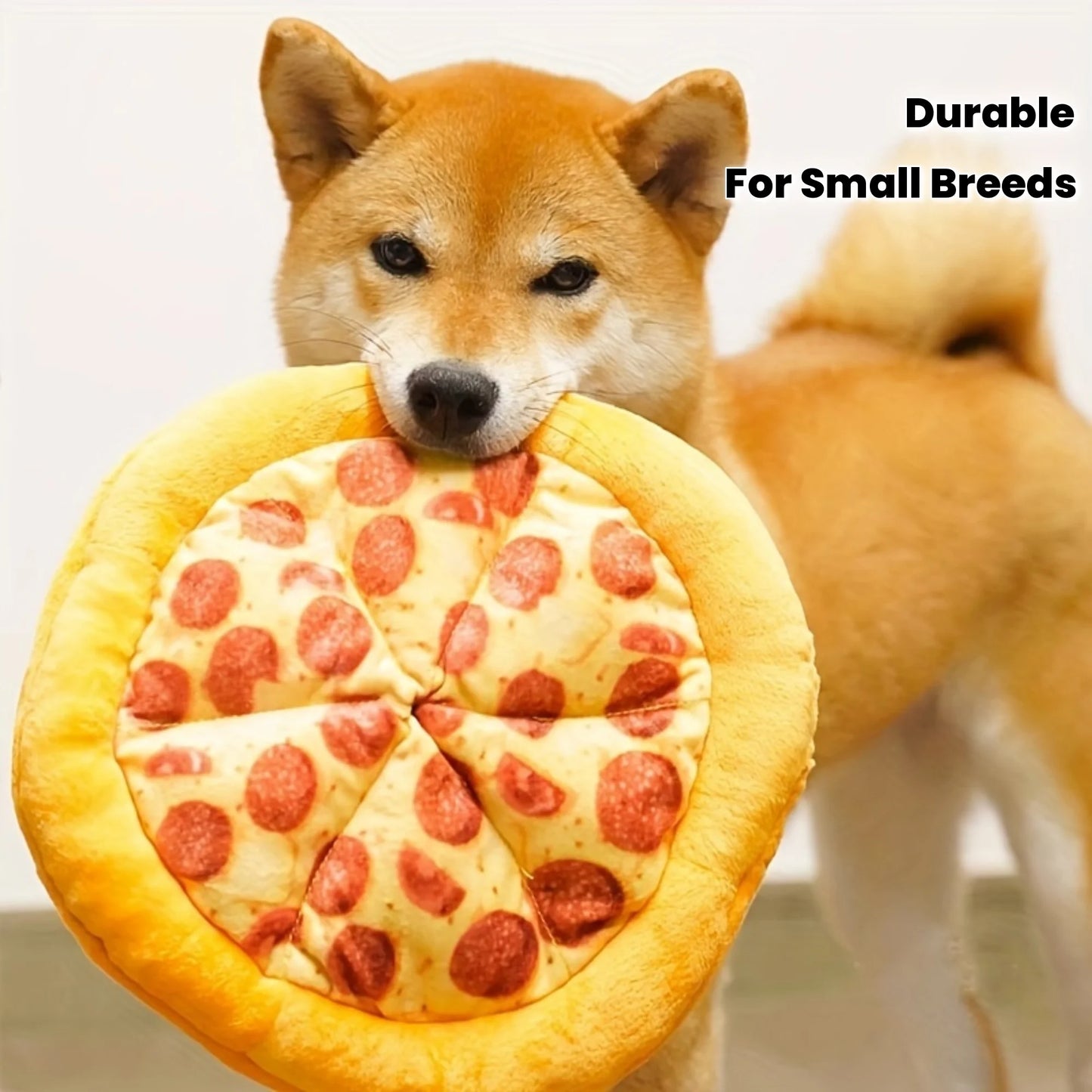 Squeaky Plush Pizza & Shrimp Dog Toy Durable Chew for Small Breeds Interactive