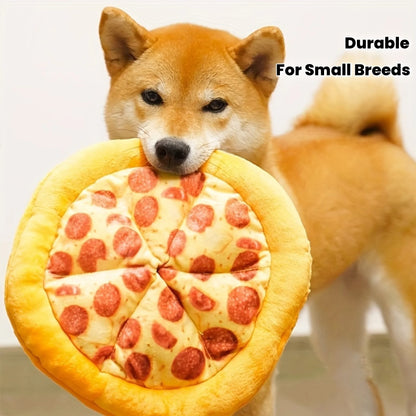 Squeaky Plush Pizza & Shrimp Dog Toy Durable Chew for Small Breeds Interactive