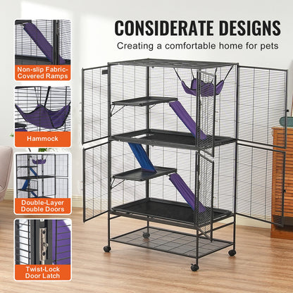 SucceBuy  Rolling Metal 4-Tier Critter Nation Cage Small Animal Cage for Rats Hamster Guinea Chinchilla Ect.