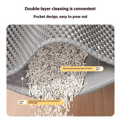Extra Large Double Layer Cat Litter Tray Mat - Sand Catcher Non‑Slip Waterproof Eco‑Friendly