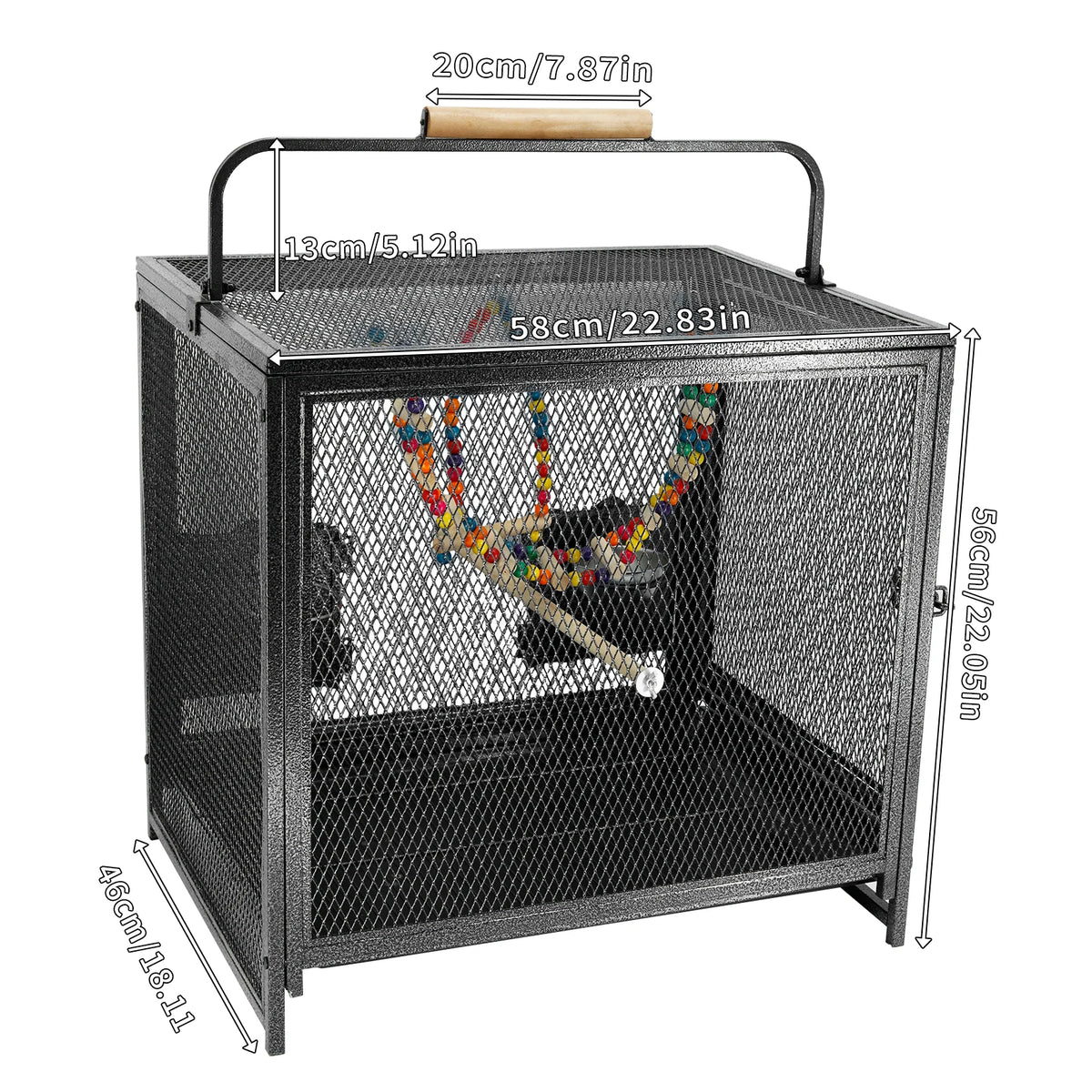 Large Metal Bird Cage for Cockatiels Parakeet Lovebirds - Flight Cage with Hammock Swing Toy and Perch Stand