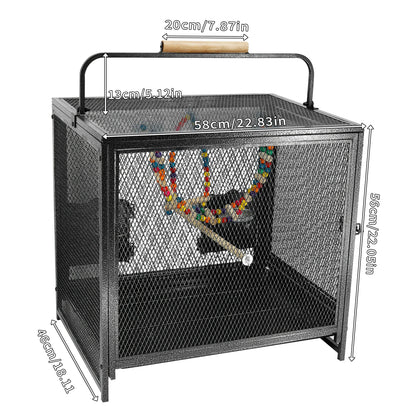 Large Metal Bird Cage for Cockatiels Parakeet Lovebirds - Flight Cage with Hammock Swing Toy and Perch Stand