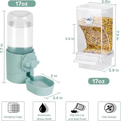 No Mess Bird Feeder Water Dispenser Set for Cage Small Birds