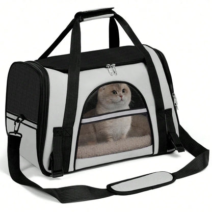 Breathable Pet Carrier Bag Airline Approved Foldable Travel Carrier Secure Anti Escape Zipper Ventilated Spacious Collapsible