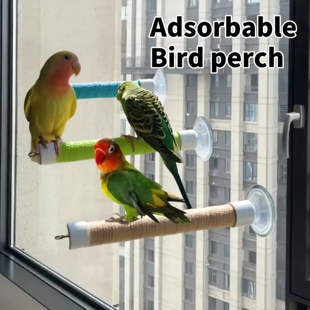 PVC Pipe With Suction Cup Stand, Elastic Band Wrapped Training Perch Toy