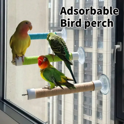 PVC Pipe With Suction Cup Stand, Elastic Band Wrapped Training Perch Toy