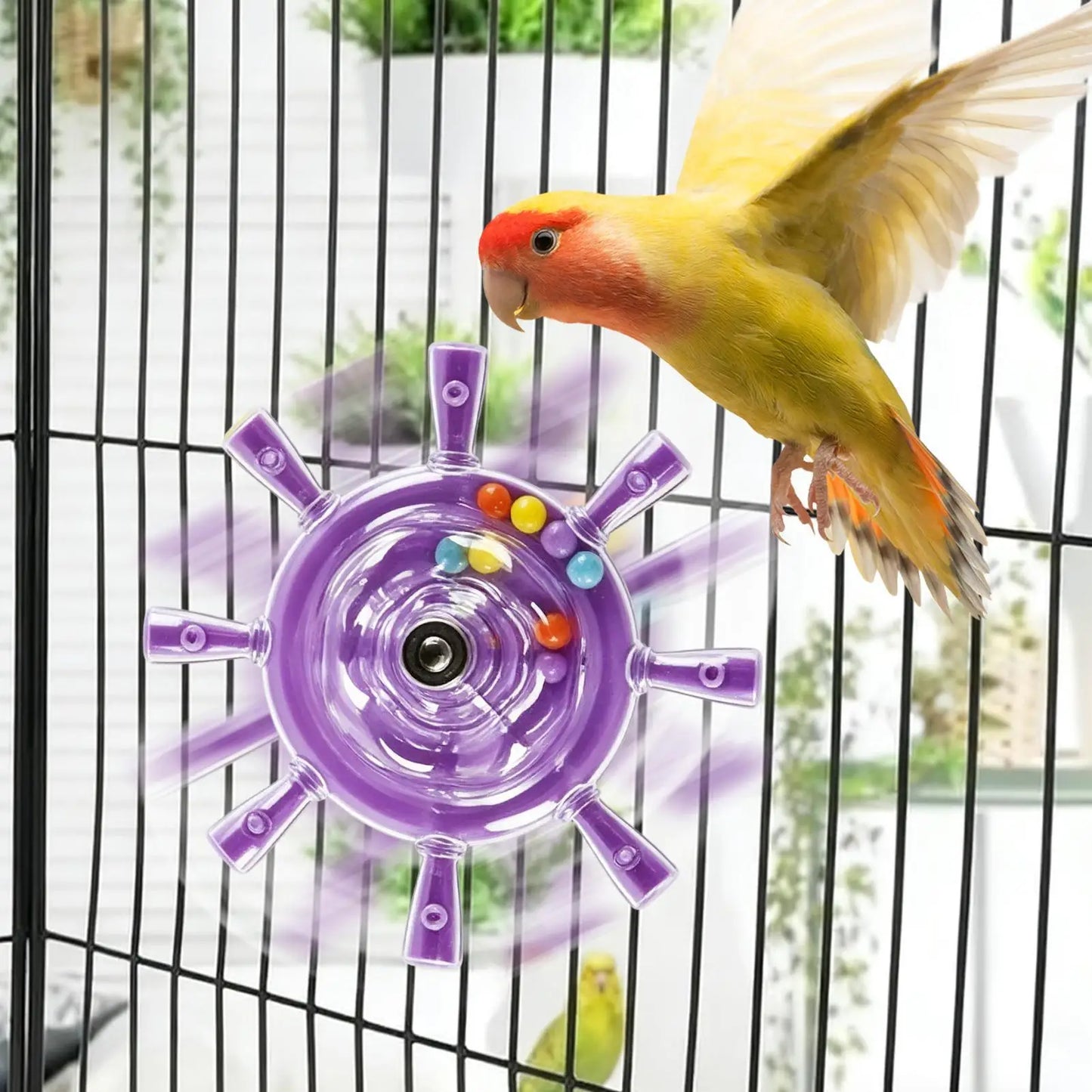Interactive Parrot Rotating Windmill Rotating Treat Dispenser For Mental Stimulation And Entertainment