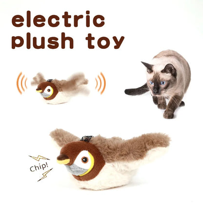 Hot Simulated Bird Cat Toy Interactive Rechargeable Chirping Flapping Bird(no Flying)
