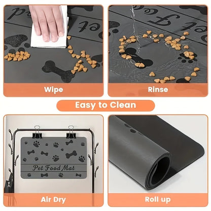 Non-Slip Absorbent Pet Mat - Feeding/Sleeping Pad For Cats Dogs Durable Easy Clean