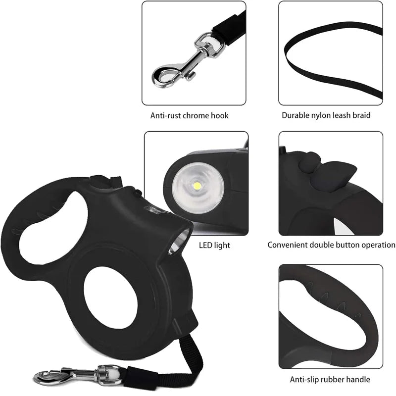 The Pet Leash Comes with a Light, Automatic Retractable, For Dogs and Cats
