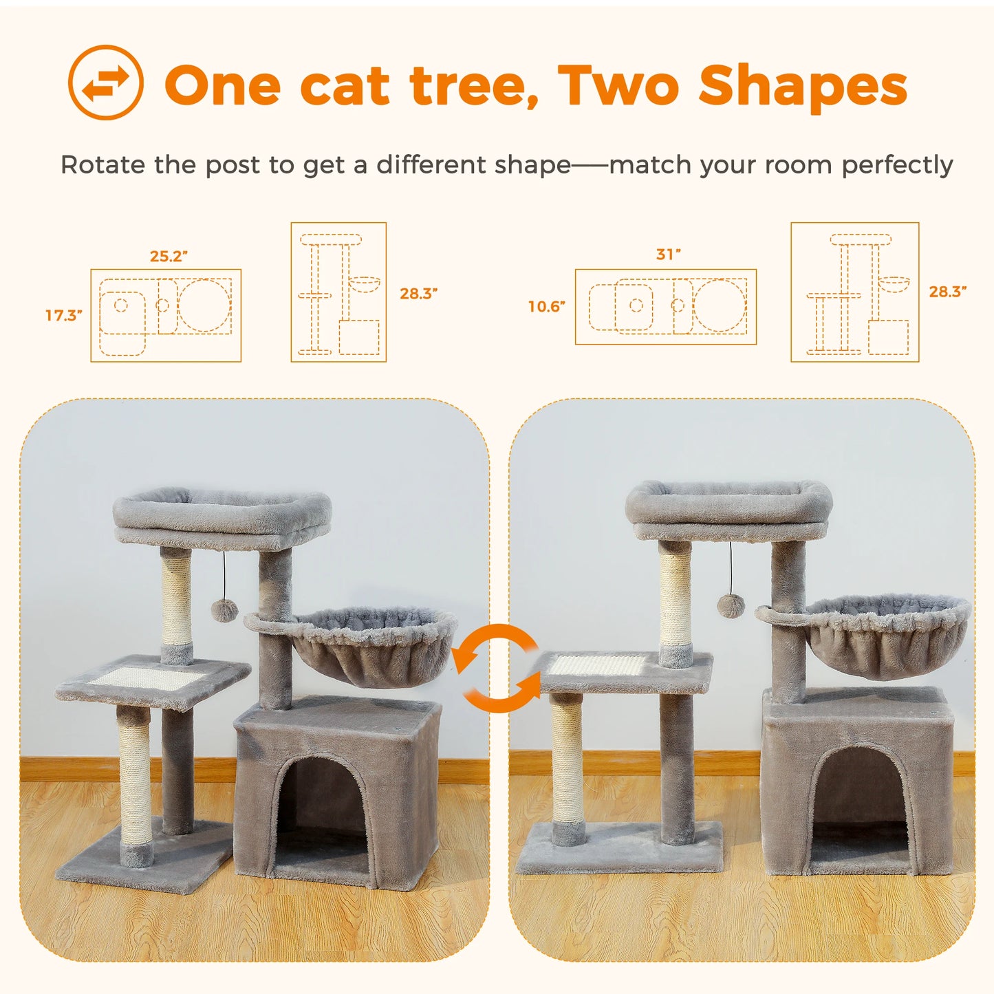 Cat Activity Tower Tree With Scratching Post for Indoor Cats