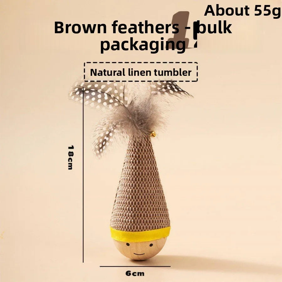 Tumbler Feather Cat Toy Self Play Teaser Wand Boredom Relief Interactive