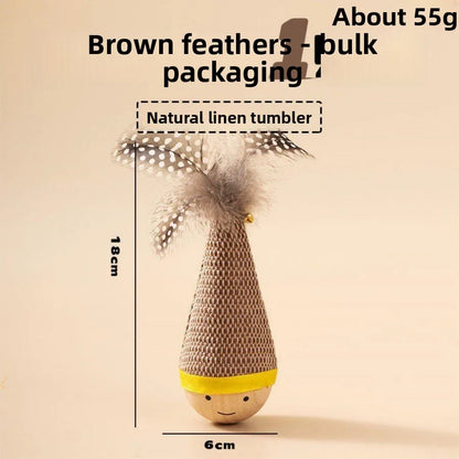 Tumbler Feather Cat Toy Self Play Teaser Wand Boredom Relief Interactive
