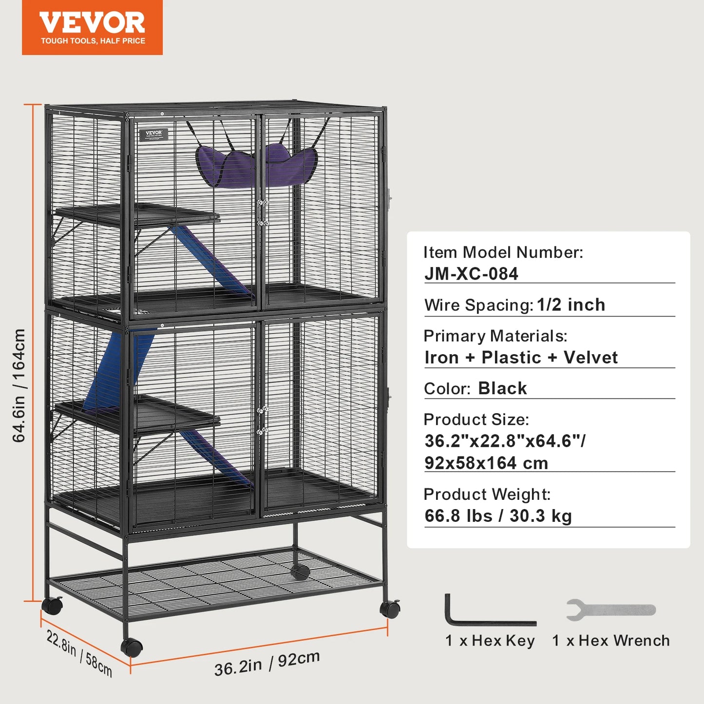 SucceBuy  Rolling Metal 4-Tier Critter Nation Cage Small Animal Cage for Rats Hamster Guinea Chinchilla Ect.
