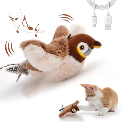 Hot Simulated Bird Cat Toy Interactive Rechargeable Chirping Flapping Bird(no Flying)