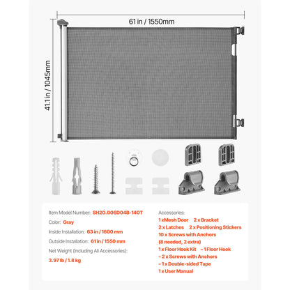 SucceBuy Retractable Pet Gate with Security Lock Easy to Use Walk Through Without Tripping