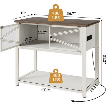 Rresyet 40-50 Gallon Aquarium Stand with Heavy Duty Metal Frame, Fish Tank Stand with Power Outlets, Two Glasses Door Storage Cabinet.
