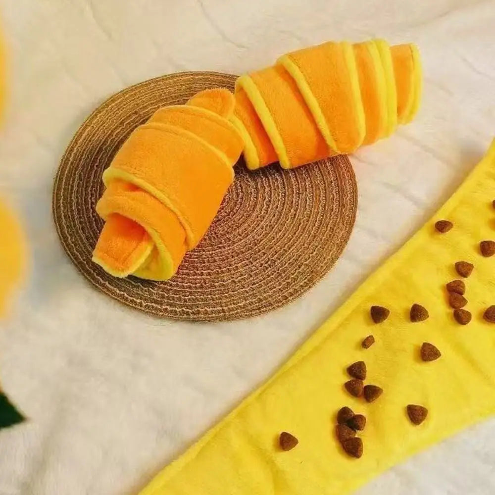 Soft Croissant Dog Toy Training Bite Resistant Treat Dispensing Puppy Puzzle Toy
