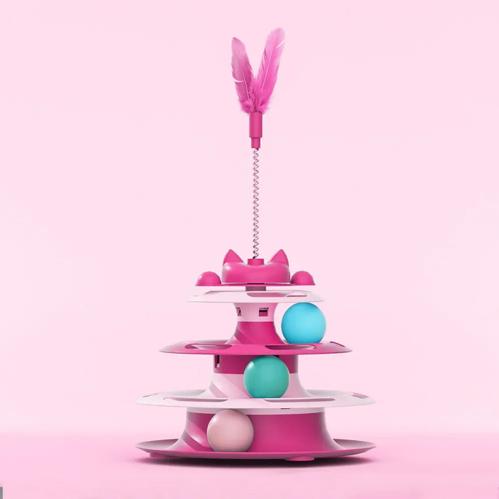Turntable Toy With Interactive Cat Ball & Teaser Wand Automatic Self Play For Cats And Kitten