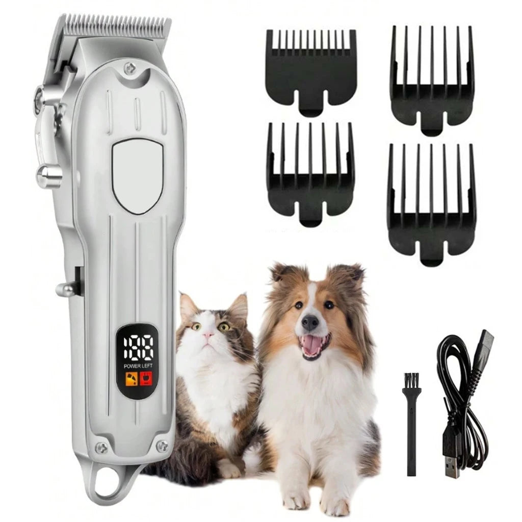 Electric Pet Hair Clipper USB Rechargeable LCD Display Dog Cat Grooming Trimmer Shaver with Guide Comb Kit