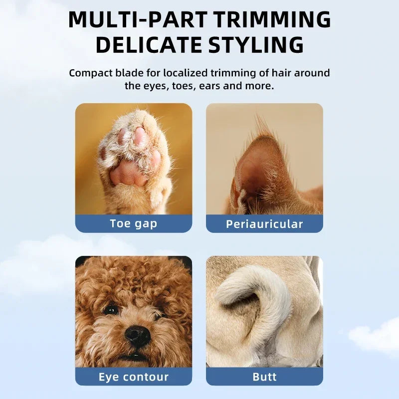 Type C Dog Paw Trimmer with LED Light Waterproof Pet Hair Trimmer with LED Display