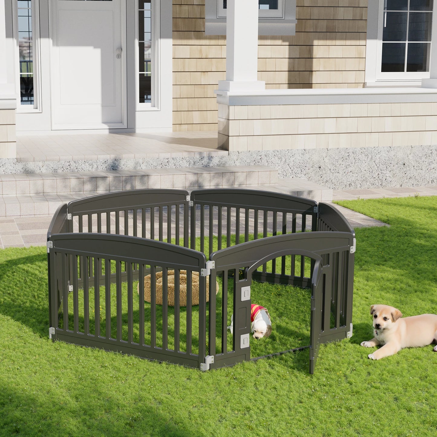 Plastic Dog Playpen Expandable Durable Pet Fence for Medium Dogs Indoor Outdoor