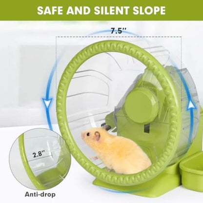 4 in 1 Quiet Hamster Exercise Wheel, Multi Functional Hamster House with Running Wheel, Water Bottle, Food Bowl and Hideout,