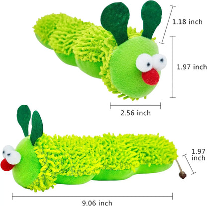 Cat Catnip Toy for Indoor Cats,3 Pack Interactive Plush Caterpillar Kicker Toy with Gall Fruit & Crinkle Paper, Durable Silvervine