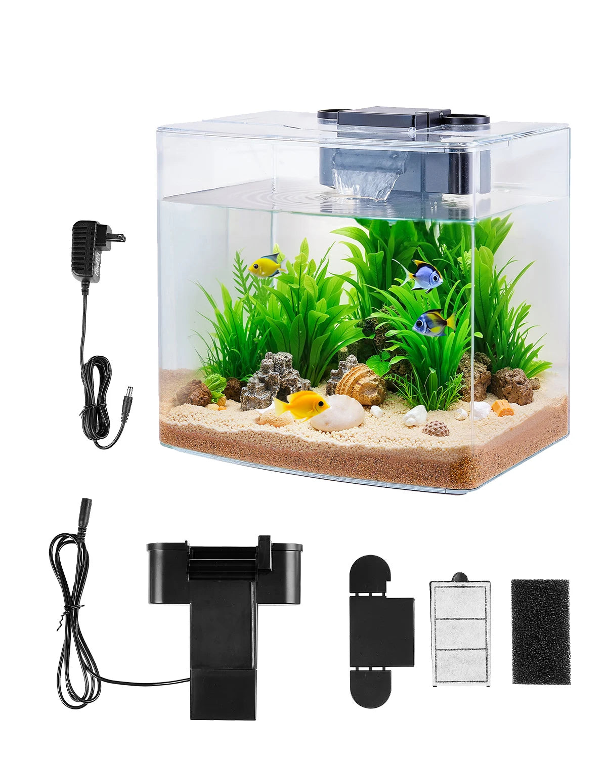 VEVOR Fish Tank Aquarium 3.5Gal Arch Ultra-Clear GPPS Starter Smart Tank Adjustable 3 Color Lighting for Freshwater Fish