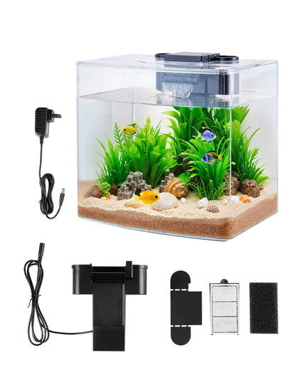 VEVOR Fish Tank Aquarium 3.5Gal Arch Ultra-Clear GPPS Starter Smart Tank Adjustable 3 Color Lighting for Freshwater Fish