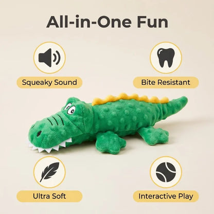 Soft Plush Squeaky Dog Chew Toy, Stuffed Crocodile