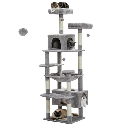 Large Cat Tree and Tower for Indoor Cats With Sisal-Covered Scratching Posts Spacious Hammock Padded Perches