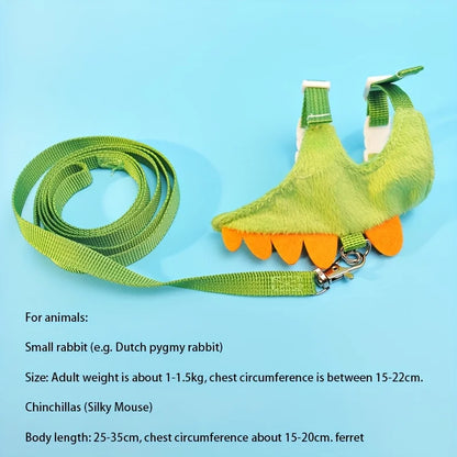 Ferret Lead Rope Vest Type Adjustable Pet Rope Cute Dinosaur Shape with Bell for Walking Ferrets