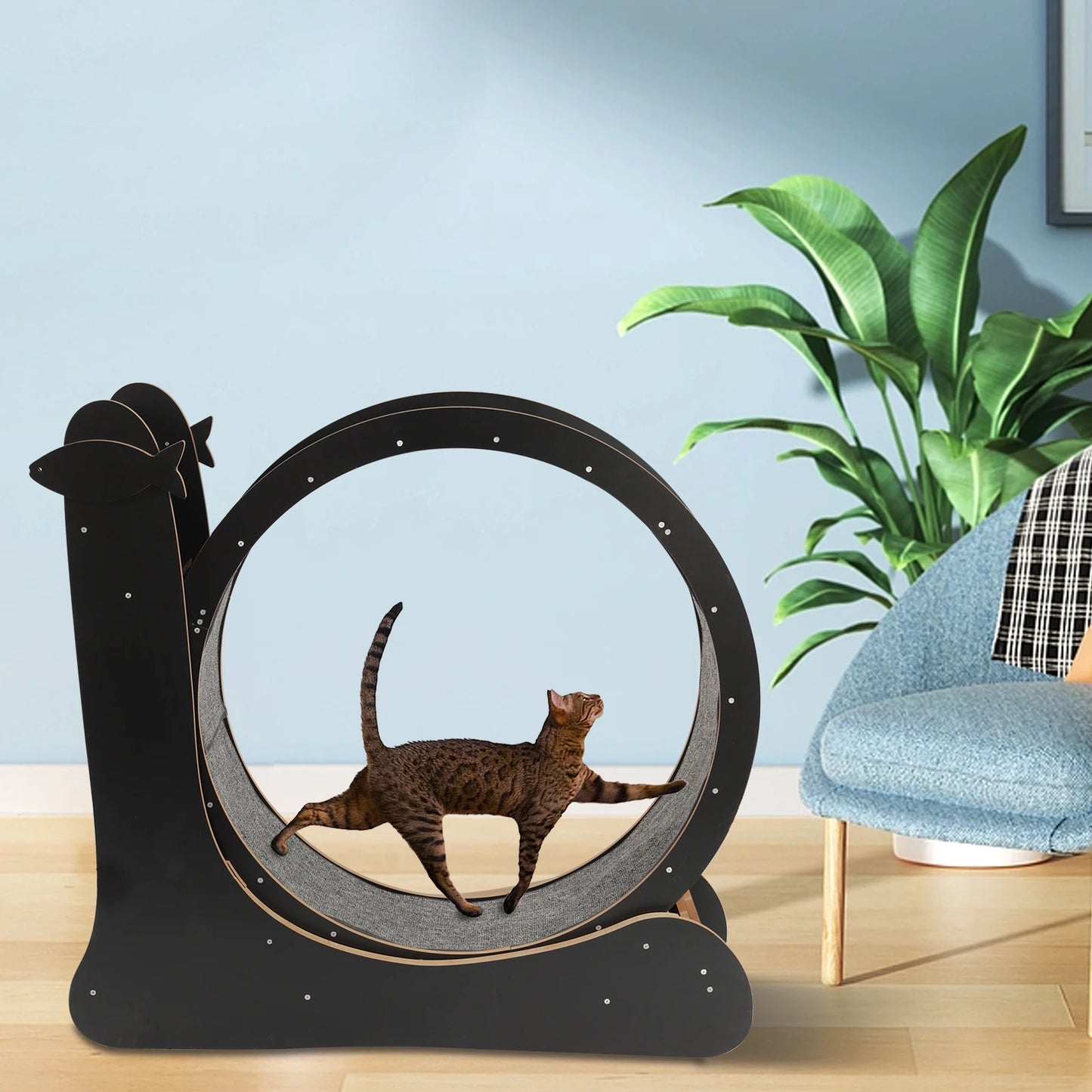 110*34*102cm Cat Exercise Wheel Large Cat Treadmill with Carpeted Runway