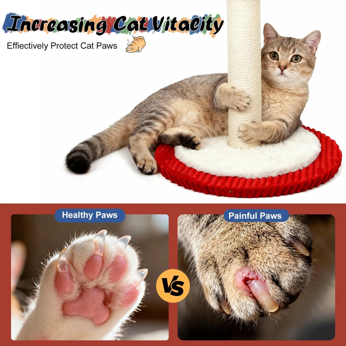 39“ Tall Carousel Cat Scratching Post with Hanging Toys with Rotating Top 17.7" Stable Base