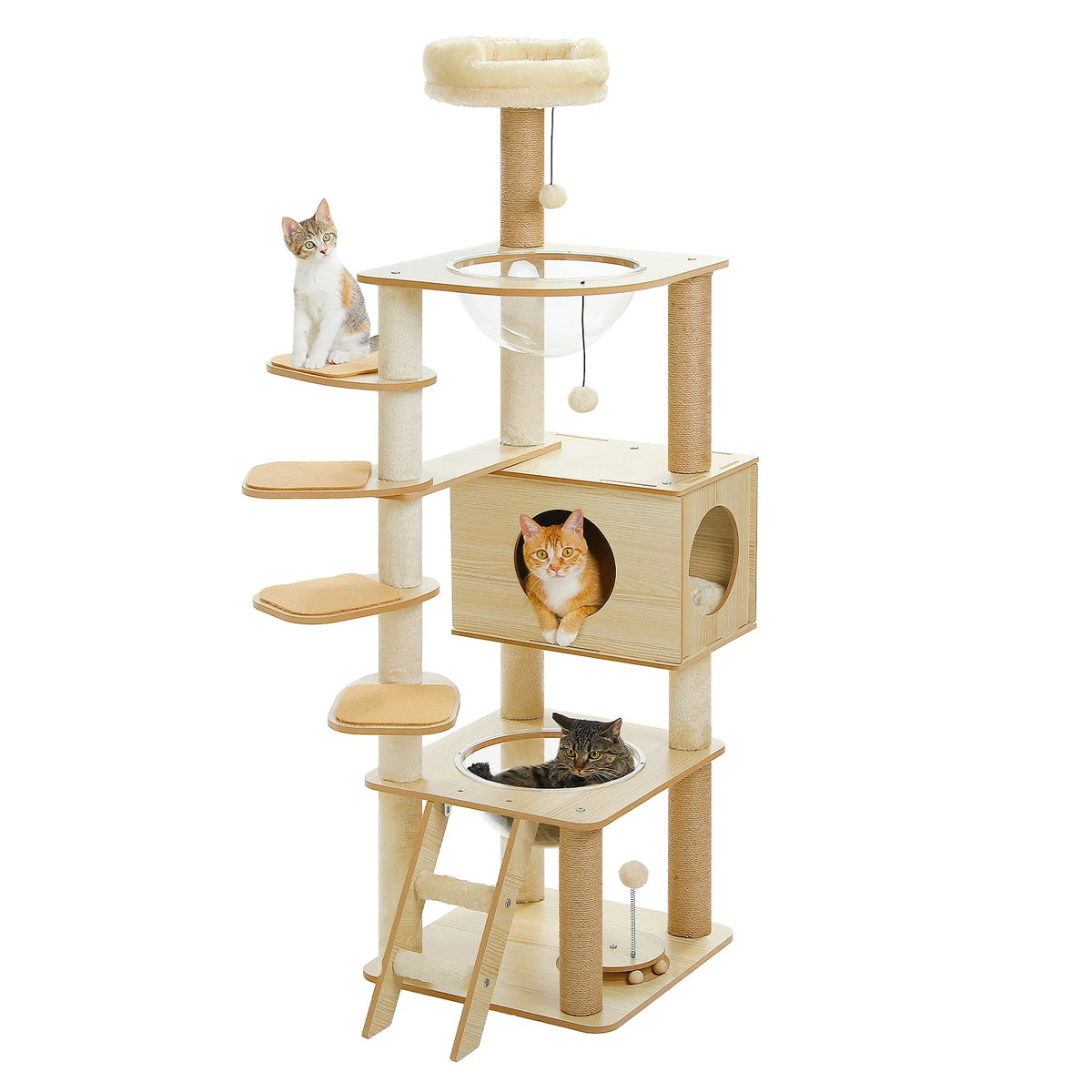 Multi-Level Cat Tree for Indoor with Scratching Posts Spacious Condo Hammock Top Perch Scratcher