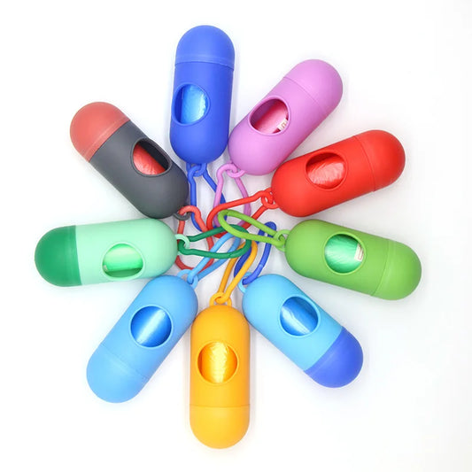 Dog Poop Bag Holder Portable Pet Waste Bag Dispenser Capsule Shape
