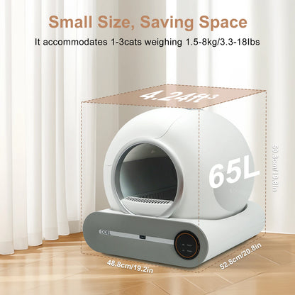 DOEL Self Cleaning Cat Litter Box w/Litter Mat. Smart Cat Toilet App Control