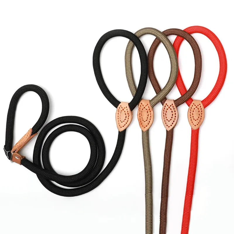 Slip Rope Lead Leash Heavy Duty Braided Rope Adjustable Loop Collar for Medium Large Dogs