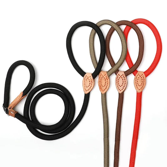 Slip Rope Lead Leash Heavy Duty Braided Rope Adjustable Loop Collar for Medium Large Dogs