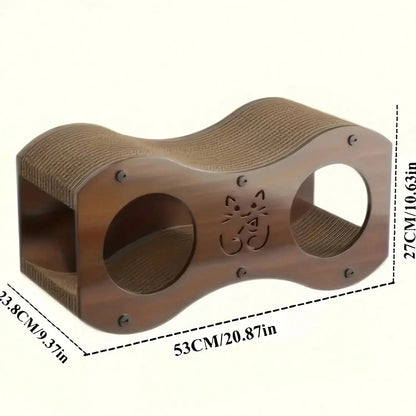 Walnut Cat Post With Bed (Sturdy/Woven Scratcher)