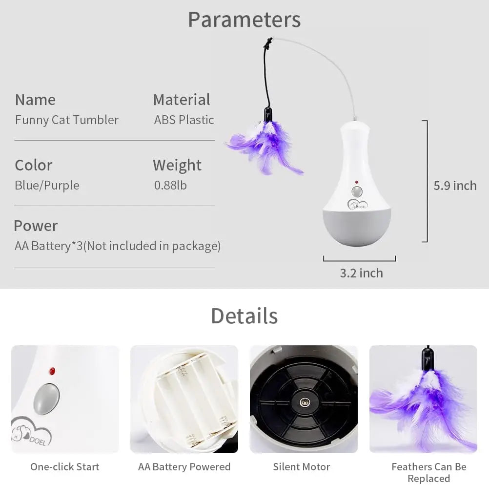 Interactive Cat Toy Funny Feather Teaser Indoor Play Automatic Toy