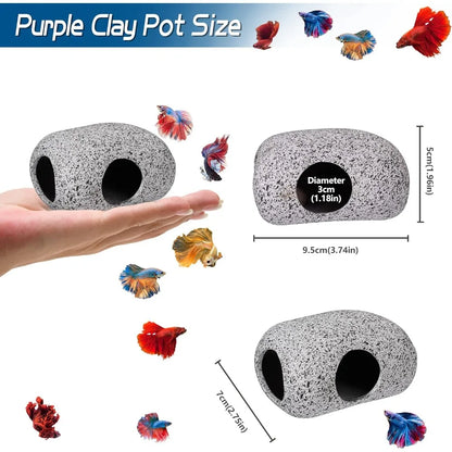 Ceramic Aquarium Cave Decor, Natural Stone Fish Tank Hiding Shelter,