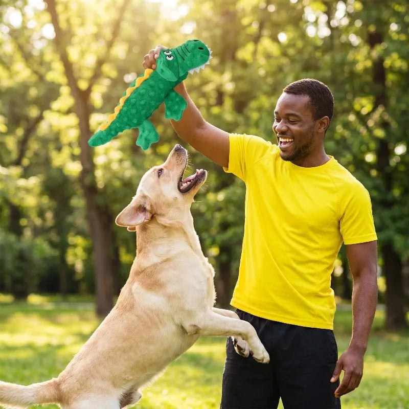 Soft Plush Squeaky Dog Chew Toy, Stuffed Crocodile